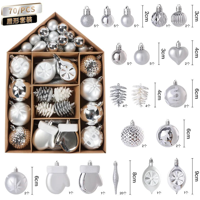 Ensemble d'ornements de boules de Noël, 1 boîte de 3 à 6cm, pendentif suspendu pour arbre de Noël