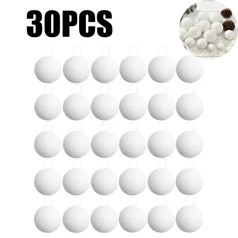 Boule de neige ornements d'arbre de noël, boules en mousse blanche