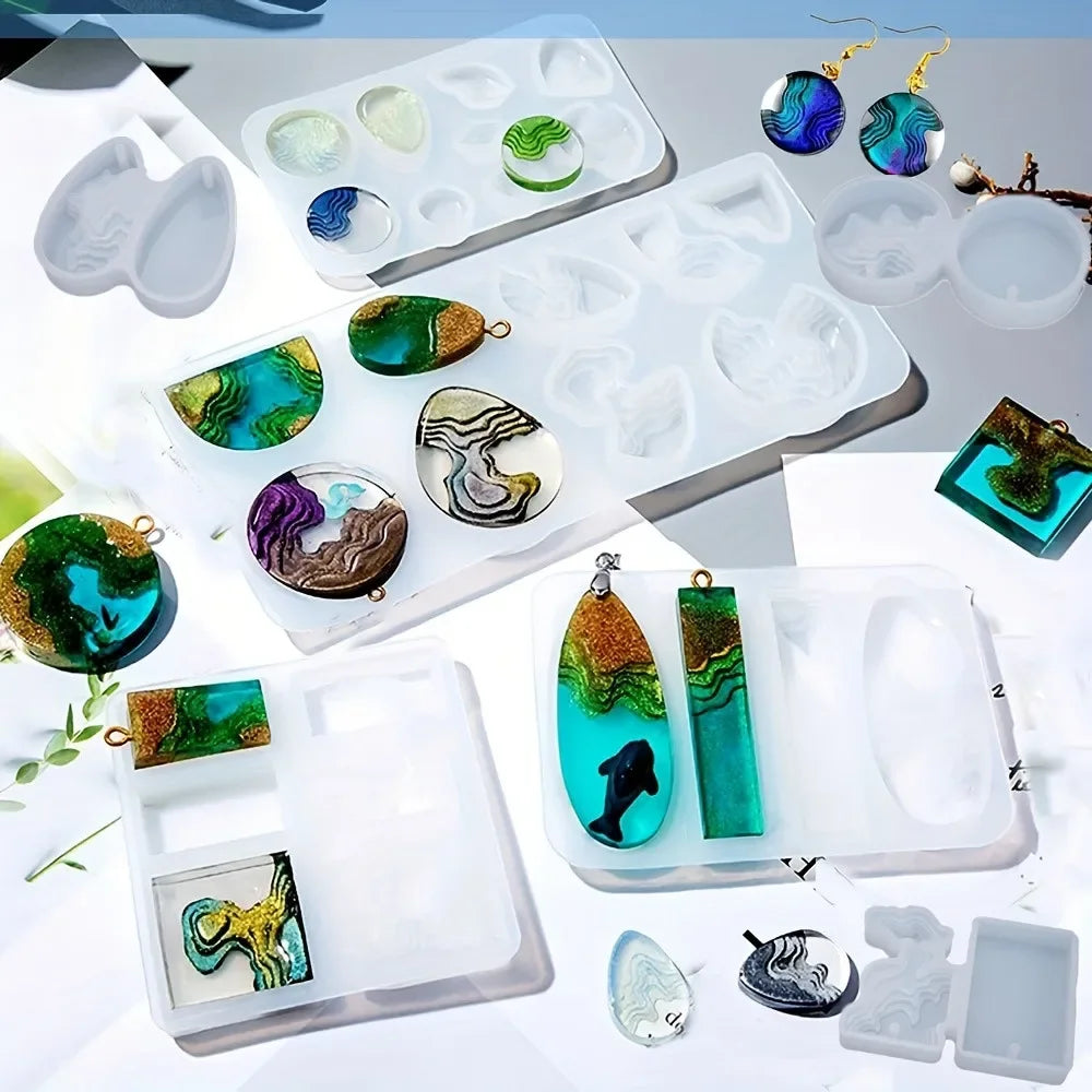 Boucles d'oreilles en cristal, moule en Silicone époxy pour bijoux, boucles d'oreilles, pendentif, fabrication de Style marin, moules en résine époxy UV, artisanat, outil de bricolage