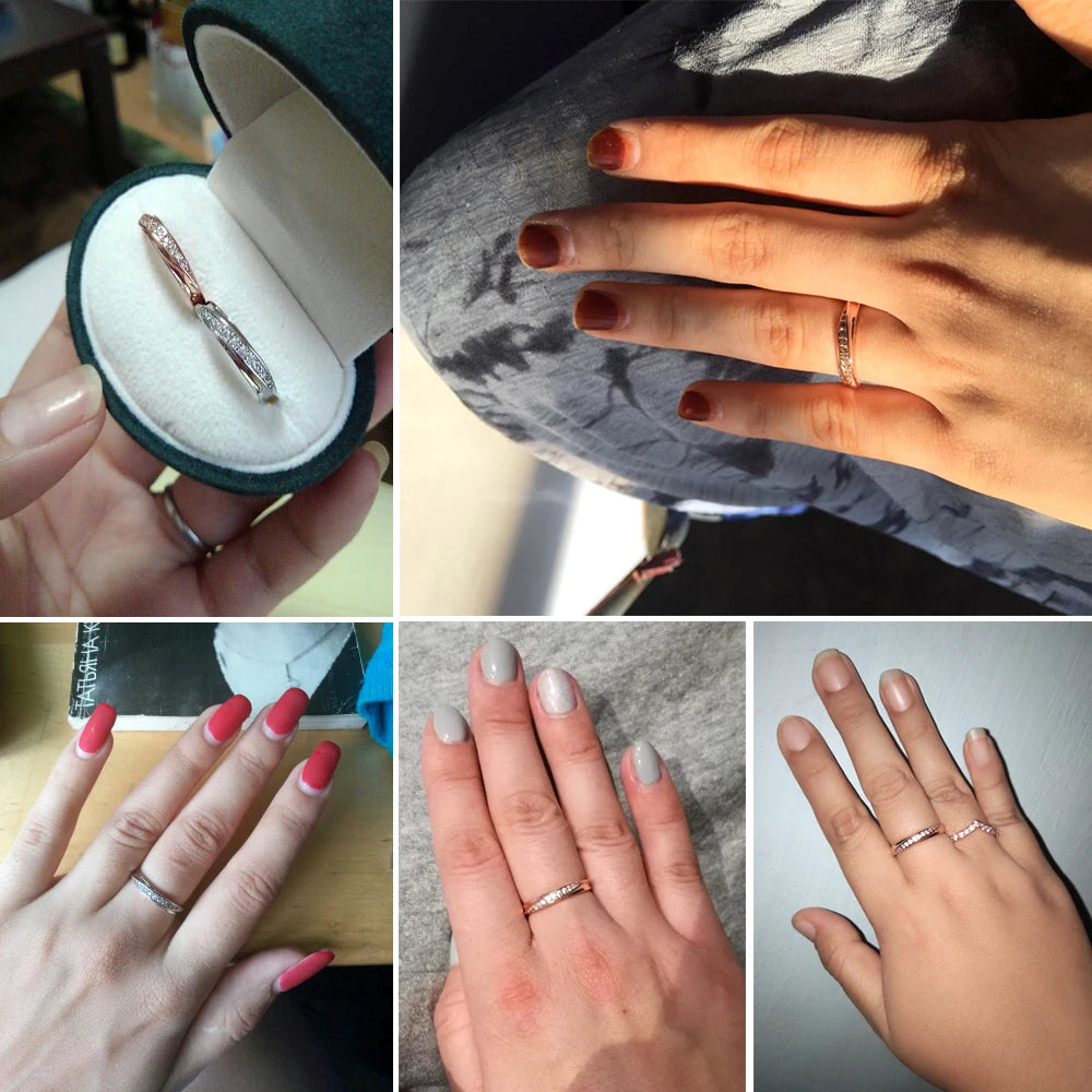 ZHOUYANG – bague pour femmes, bijoux simples en zircone cubique, couleur or Rose