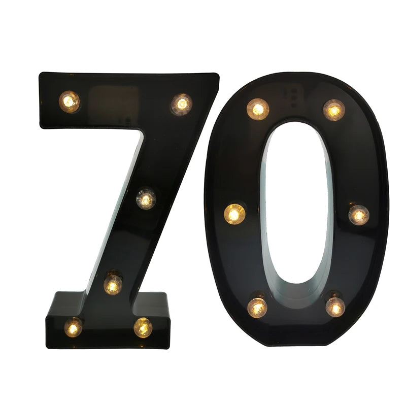 2 pièces 18 21st 30th 40th 50th 60th noir numéro LED chaîne veilleuse lampe joyeux adulte anniversaire fête décoration