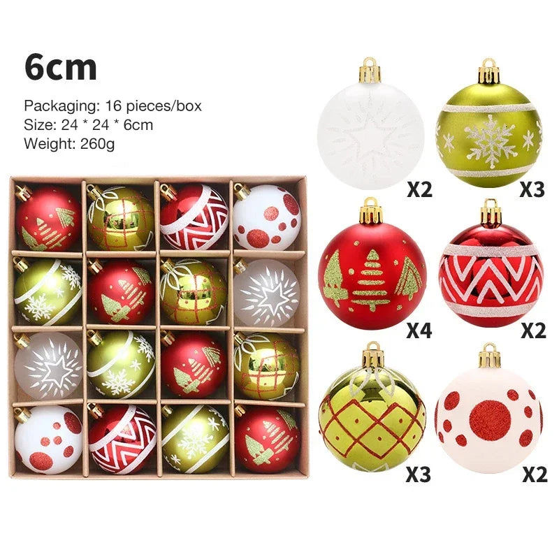 Ornements de boule de Noël, boule de mousse scintillante, pendentif, champagne, or, rouge, 6cm, 16 pièces par boîte