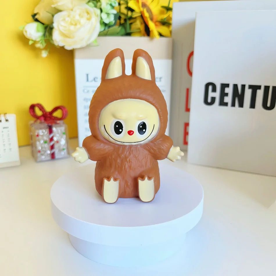 Labubu veilleuse dessin animé mignon enfants jouet cadeau bricolage résine voiture Labubu modèle doux lueur chevet compagnon pour cadeau de sommeil