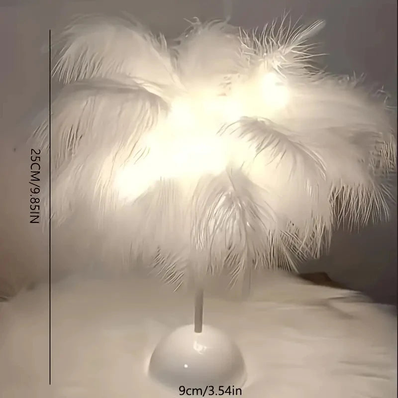 Lampe de table LED au design plume pour enfants, alimentée par batterie, portable et idéale pour une décoration de chambre à coucher pour toutes les occasions, 1 pièce