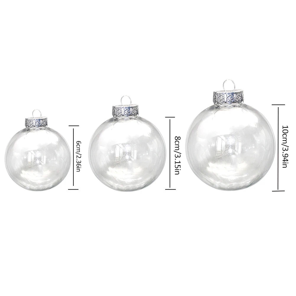 Boules en plastique transparent 6/8/10cm, boules d'arbre de Noël avec corde