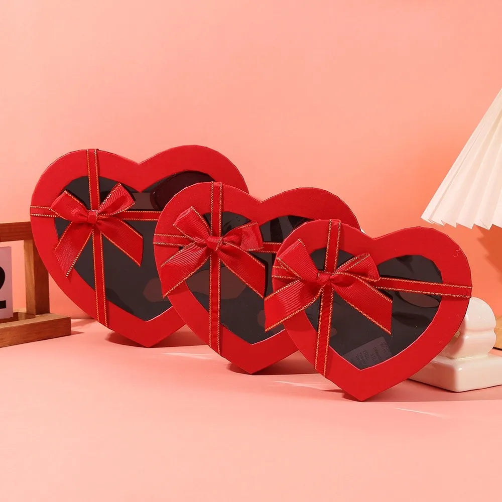 Nouveau Boîte-cadeau transparente en forme de coeur avec couvercle