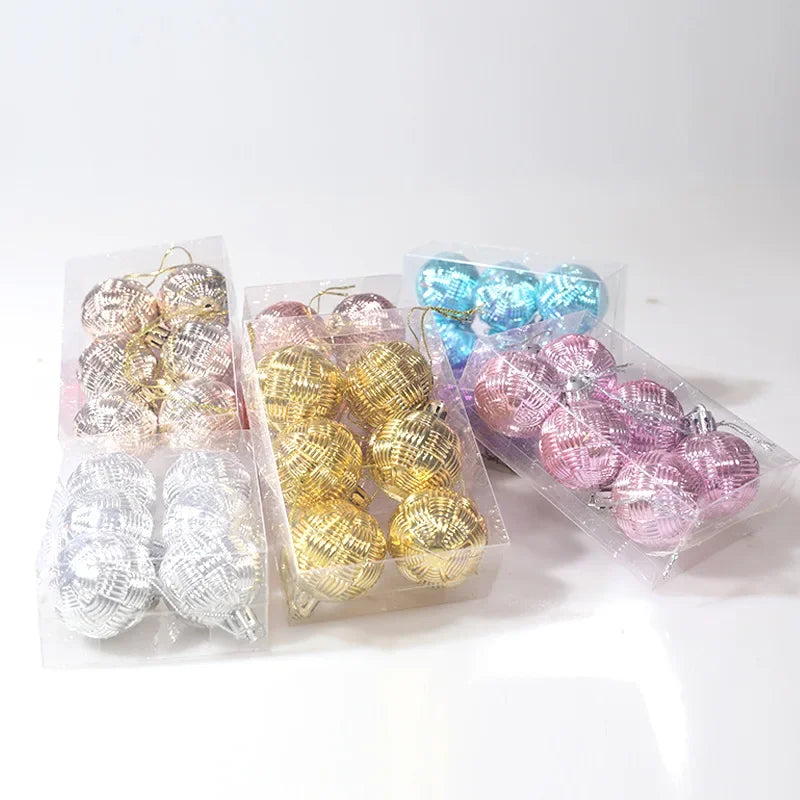 Ensemble d'ornements de boule de Noël en plastique, 8 pièces/ensemble 4CM, pendentif d'arbre de Nël, accessoires de décoration Noël