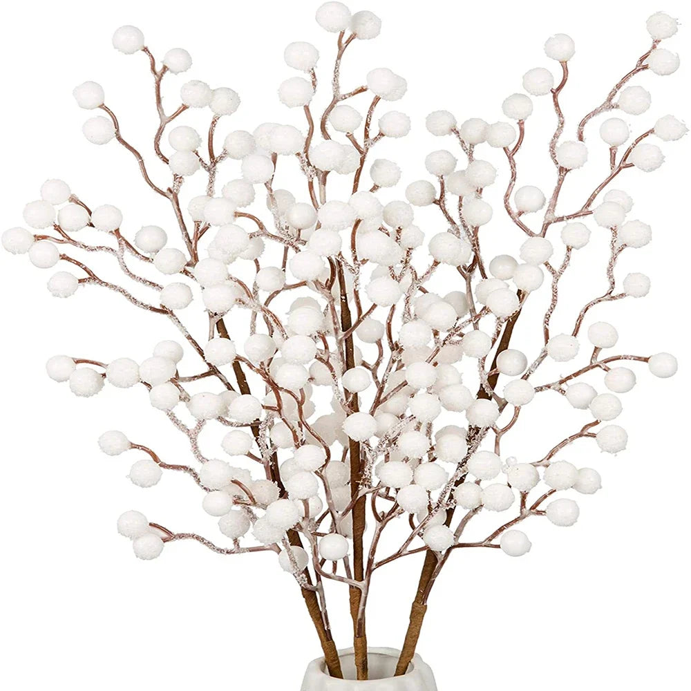 Bouquet de baies blanches artificielles 58cm