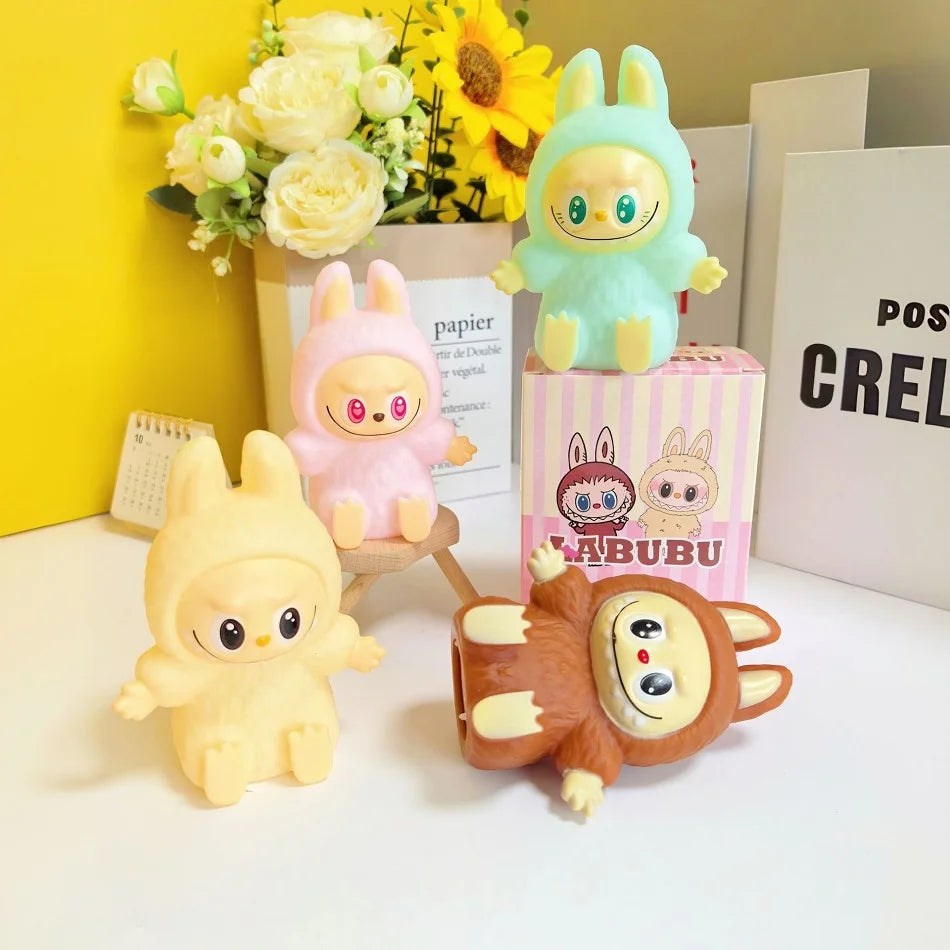 Labubu veilleuse dessin animé mignon enfants jouet cadeau bricolage résine voiture Labubu modèle doux lueur chevet compagnon pour cadeau de sommeil