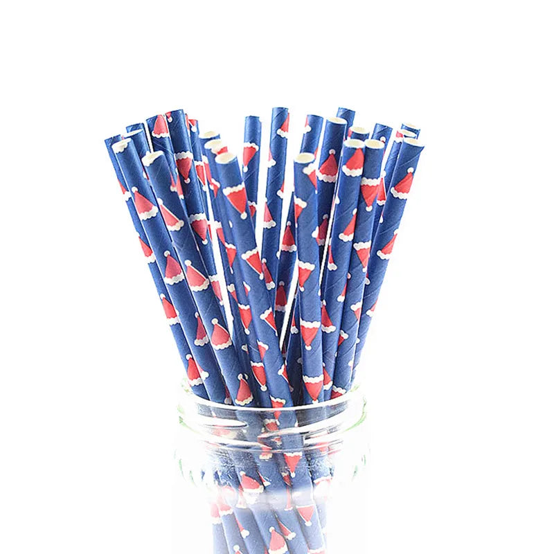 Lot de 25 pailles en papier noir, motif étoiles, rayures, moustache, zèbre, pour décoration de fête prénatale, mariage, anniversaire, Halloween