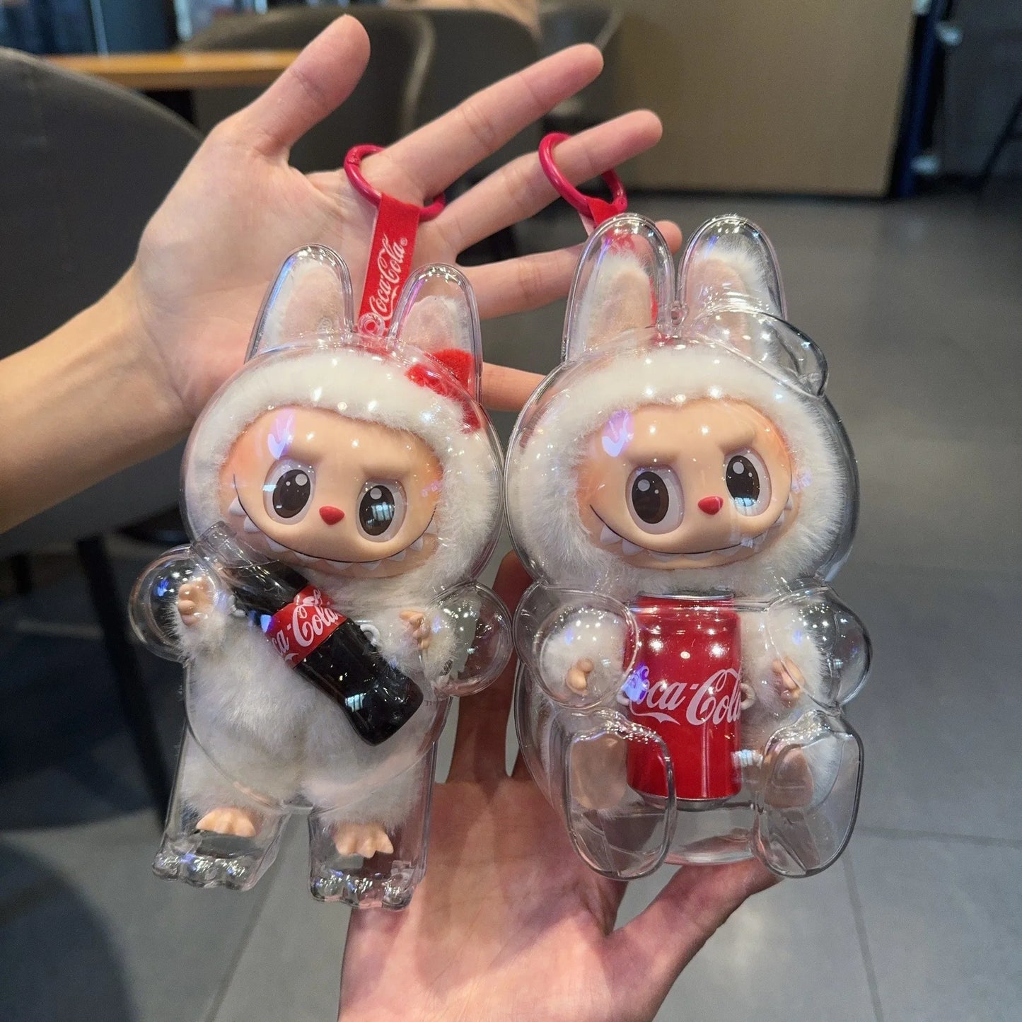 Étui de protection Labubu Portable Transparent, étui de protection la bubu, organisateur en acrylique, sac de poupée Labubu avec porte-clés