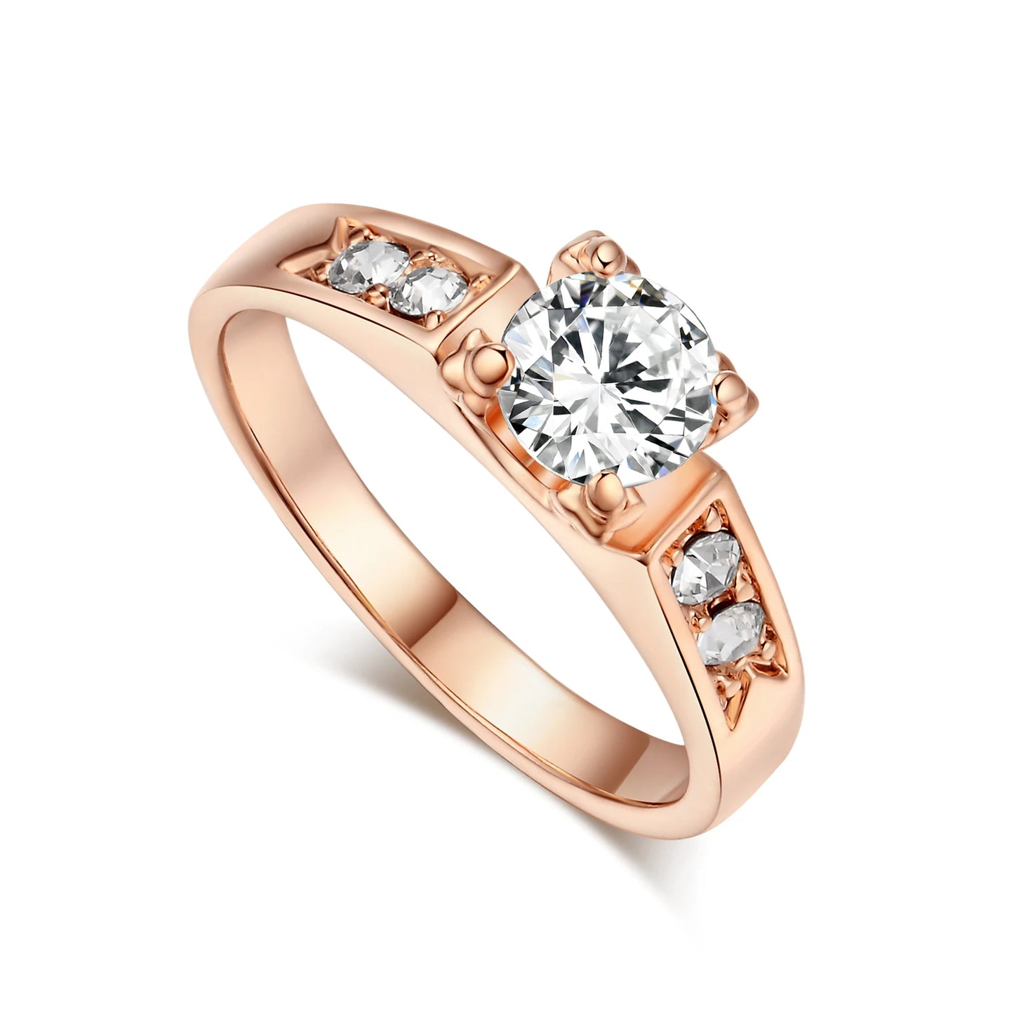 Bague de mariage en Zircon pour femmes, anneau de fiançailles, cubique, or Rose, tendance, bijoux, cadeaux, R249