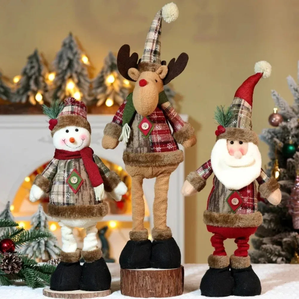 Poupée père noël bonhomme de neige Elk, peluche extensible