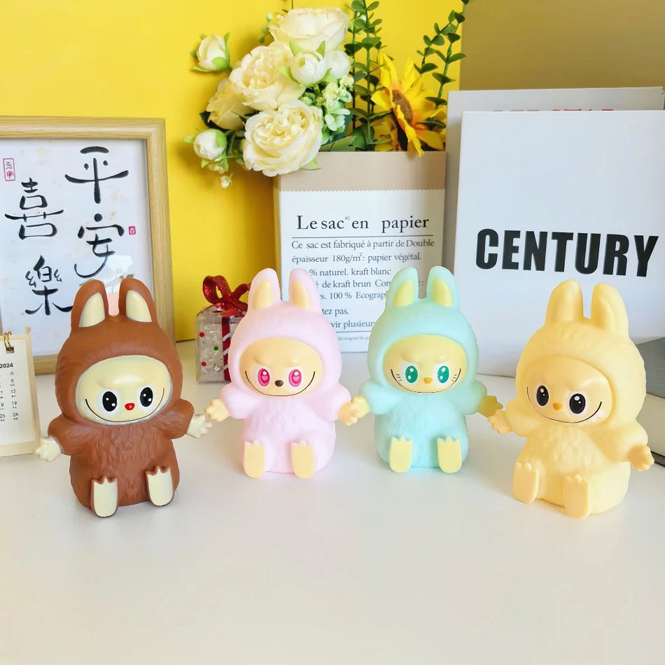 Labubu veilleuse dessin animé mignon enfants jouet cadeau bricolage résine voiture Labubu modèle doux lueur chevet compagnon pour cadeau de sommeil