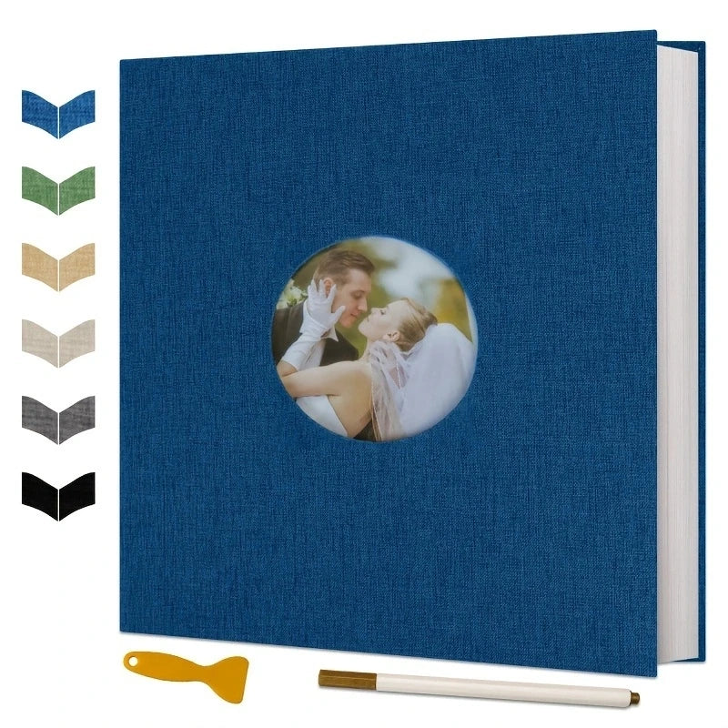 Album Scrapbook auto-adhésif pour photos 4 × 6 5 × 7 8 × 10, couverture en lin magnétique, 40 pages, cadeau de mariage familial avec stylo en métal et