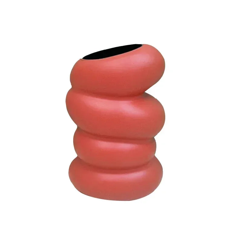 Vase blanc en spirale en plastique