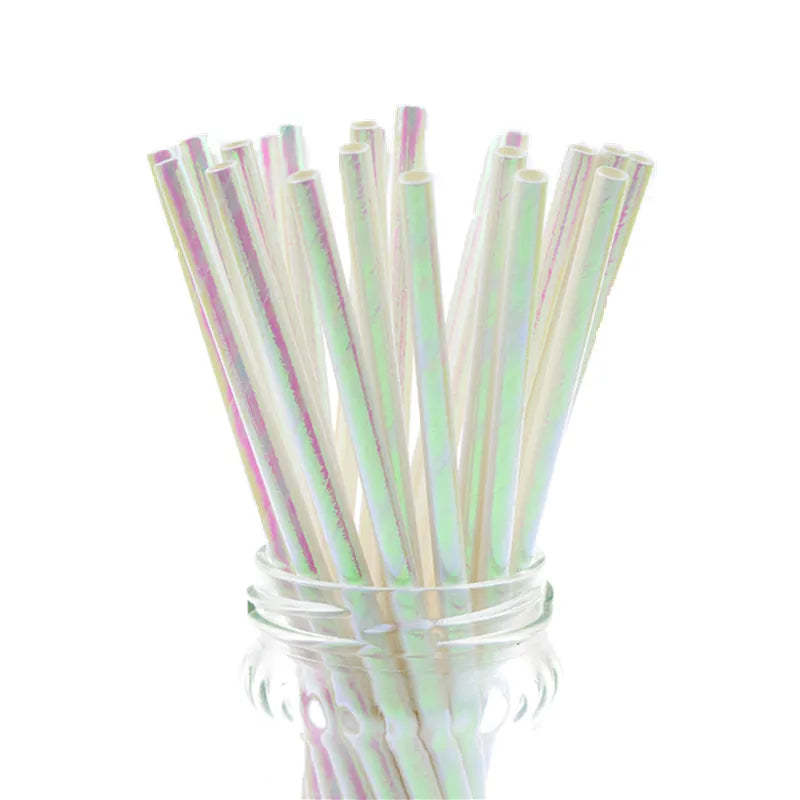 Lot de 25 pailles en papier noir, motif étoiles, rayures, moustache, zèbre, pour décoration de fête prénatale, mariage, anniversaire, Halloween