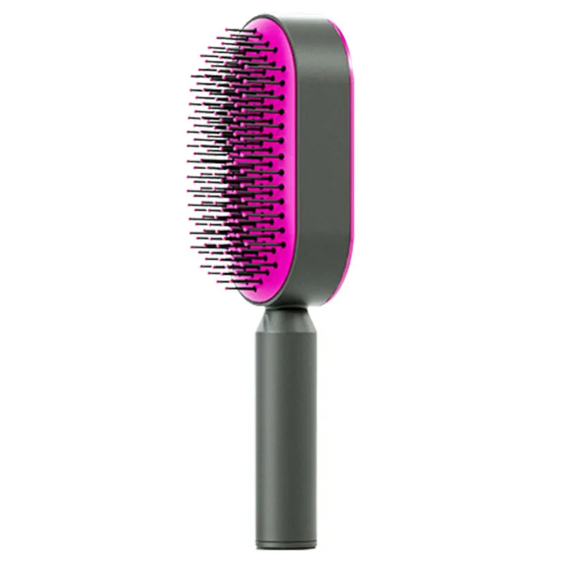 Peigne à cheveux Airbag Central, brosse à cheveux démêlante autonettoyante pour femmes, lisse, antistatique, Massage du cuir chevelu, livraison directe