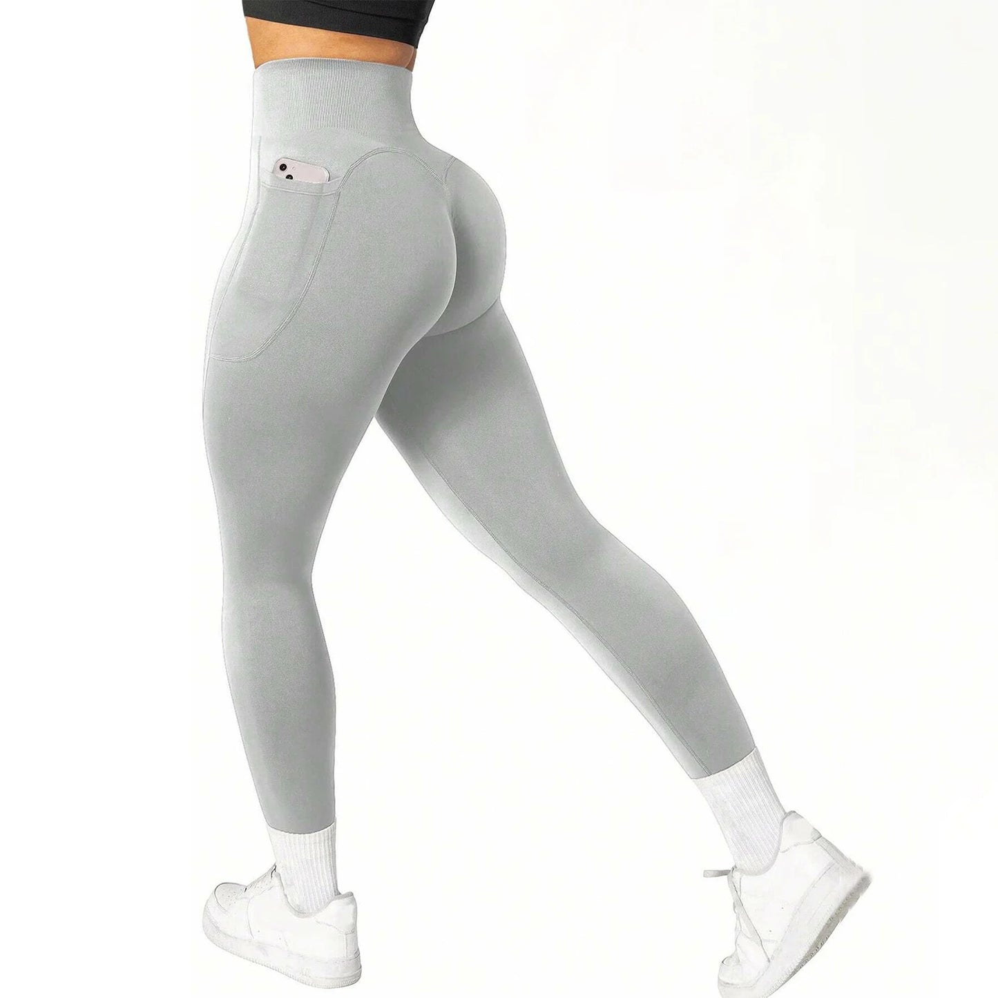 Pantalon de Yoga taille haute sans couture, Leggings de gymnastique sculptant les fesses avec poches latérales, collants d'entraînement Sexy pour femmes