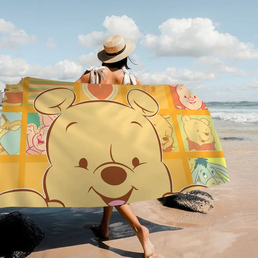 Winnie l'ourson ours serviette de plage dessin animé mignon été enfants grande piscine serviette de plage microfibre absorbant pour voyage de natation