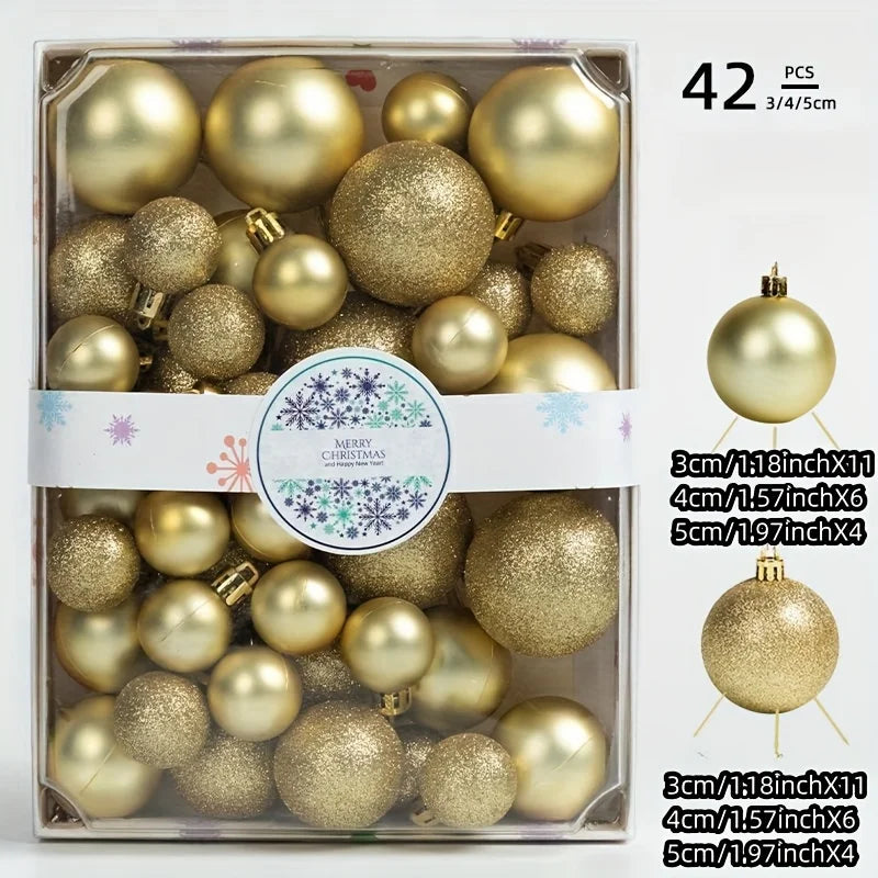 42 boules de Noël, décorations d'arbre de Noël, boules suspendues en différentes couleurs, boules décoratives de Noël et décoration de Noël