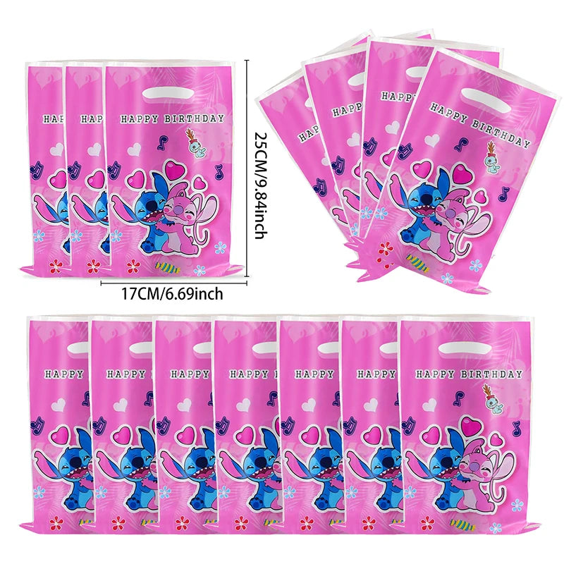 30 pièces bleu rose point sacs cadeaux de fête avec poignées Lilo & point thème faveurs de fête sacs bébé enfants fête d'anniversaire décor