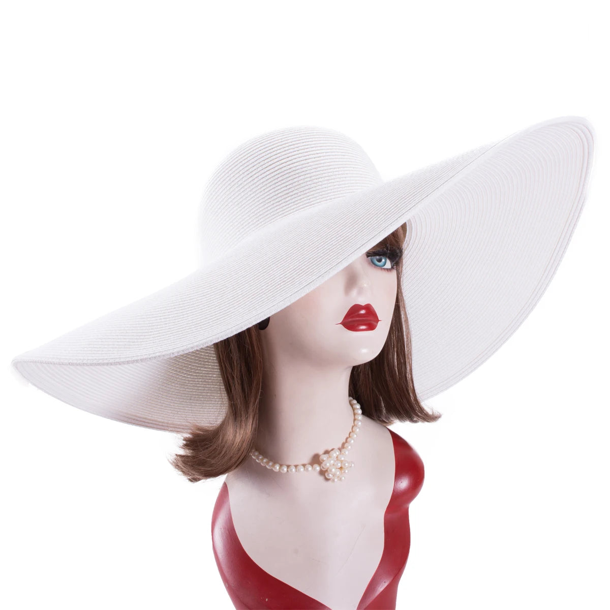 Lawliet-Chapeau de paille pliable à large bord pour femme, accessoire de plage, de mariage, de fête, 7.1, 18cm, A330