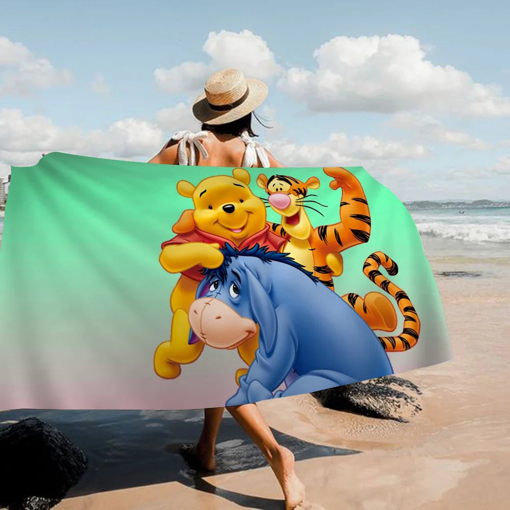 Winnie l'ourson ours serviette de plage dessin animé mignon été enfants grande piscine serviette de plage microfibre absorbant pour voyage de natation