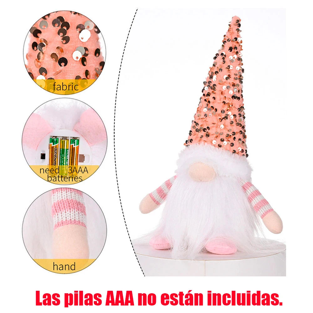 Gnome elfe avec lumière LED, décorations de Noël pour la maison