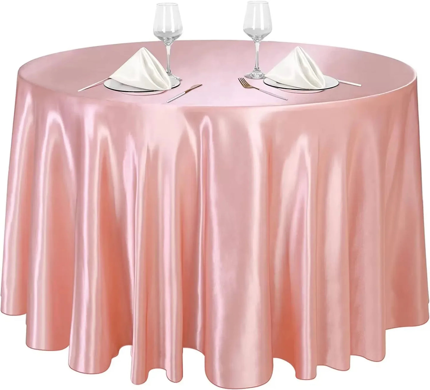 Nappe ronde en satin, couverture de table en soie brillante or rose