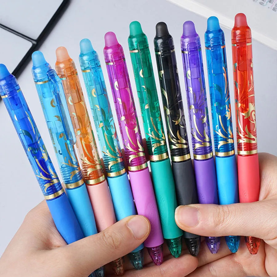 Ensemble de stylos gel effaçables, pointe fine de 0.5mm, stylo magique rétractable, grande capacité, adapté aux fournitures scolaires, 6 pièces, 12 pièces