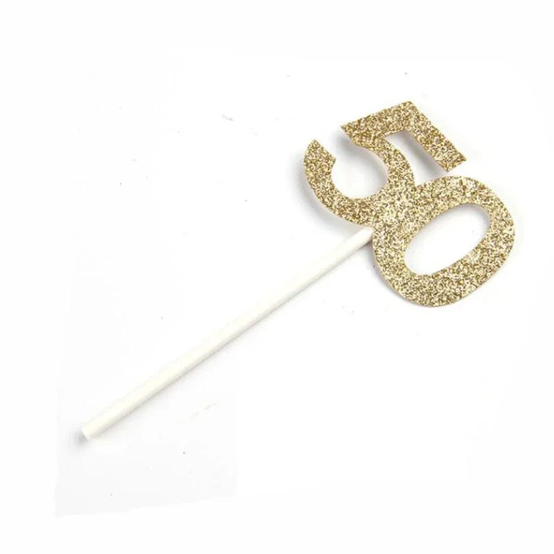 Décoration de Cupcake à paillettes dorées numéro 30 40 50 60 70, 12 pièces, pour 30e 40e 50e 60e 70e anniversaire, décoration de gâteau de fête