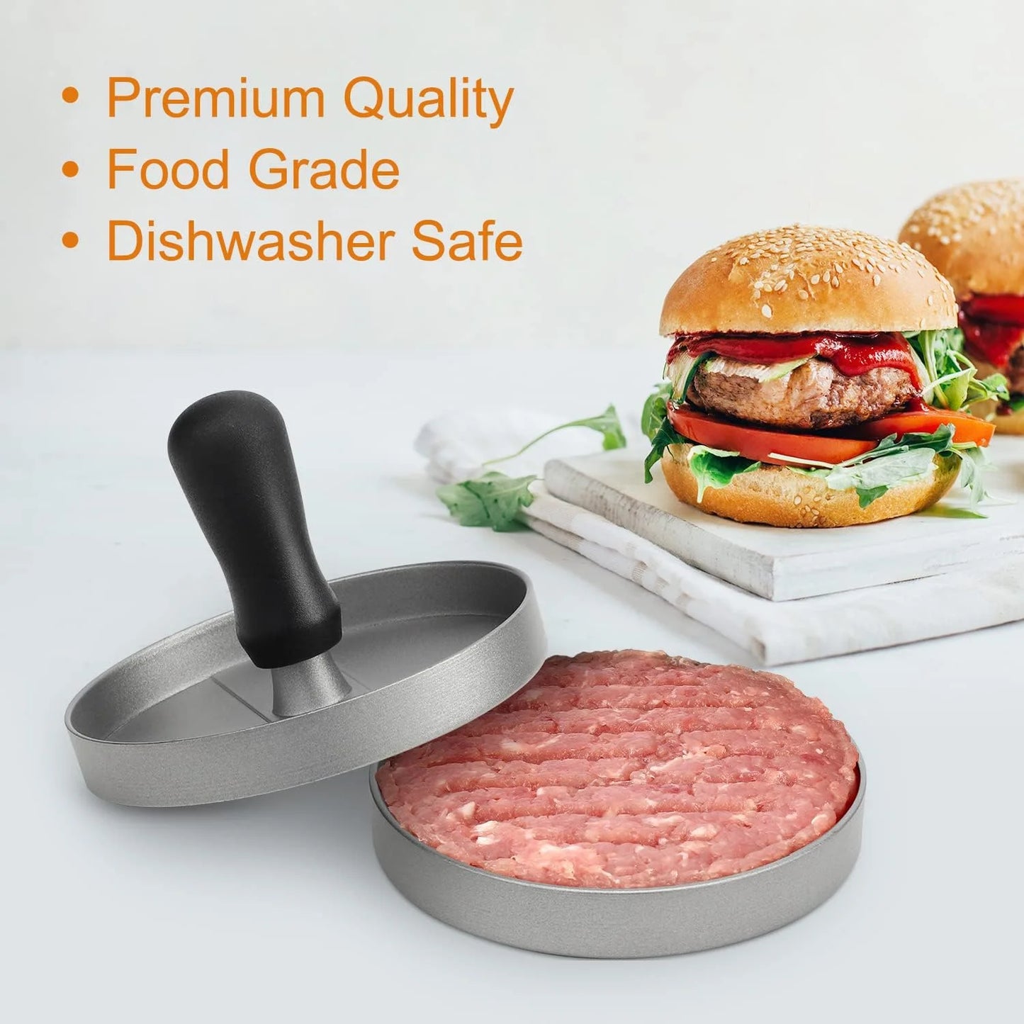 Presse à hamburger antiadhésive en alliage aluminium, outil essentiel pour créer galettes uniformes et professionnelles