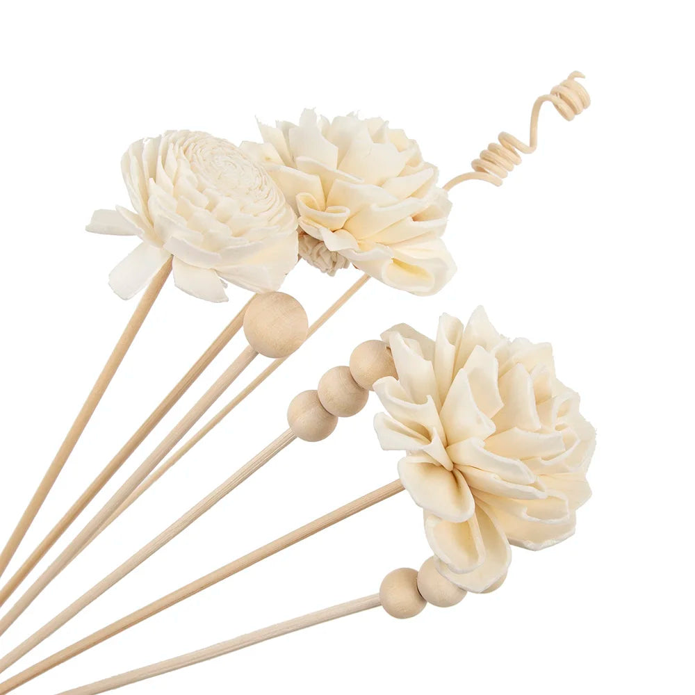 Bâtons de fleurs de Dahlia en rotin, 7 pièces