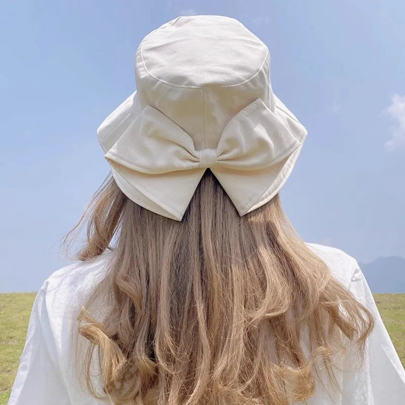 Casquettes de soleil de plage pour dames, filles, chapeaux seau à large bord avec nœud papillon pour femmes, été en plein air