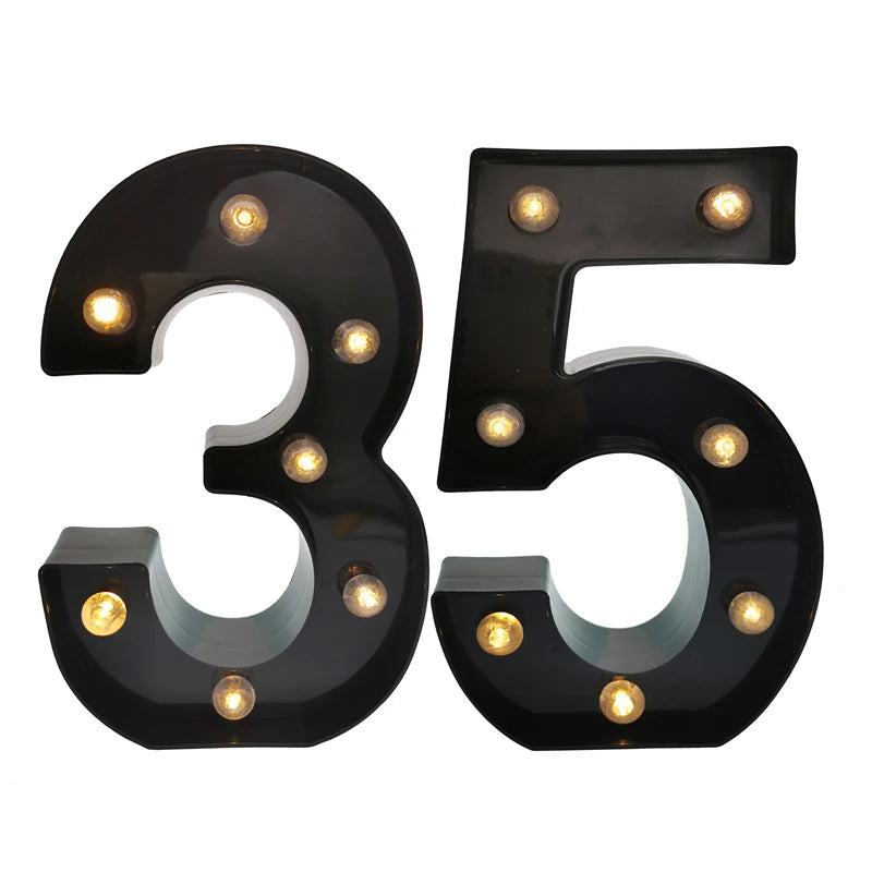 2 pièces 18 21st 30th 40th 50th 60th noir numéro LED chaîne veilleuse lampe joyeux adulte anniversaire fête décoration