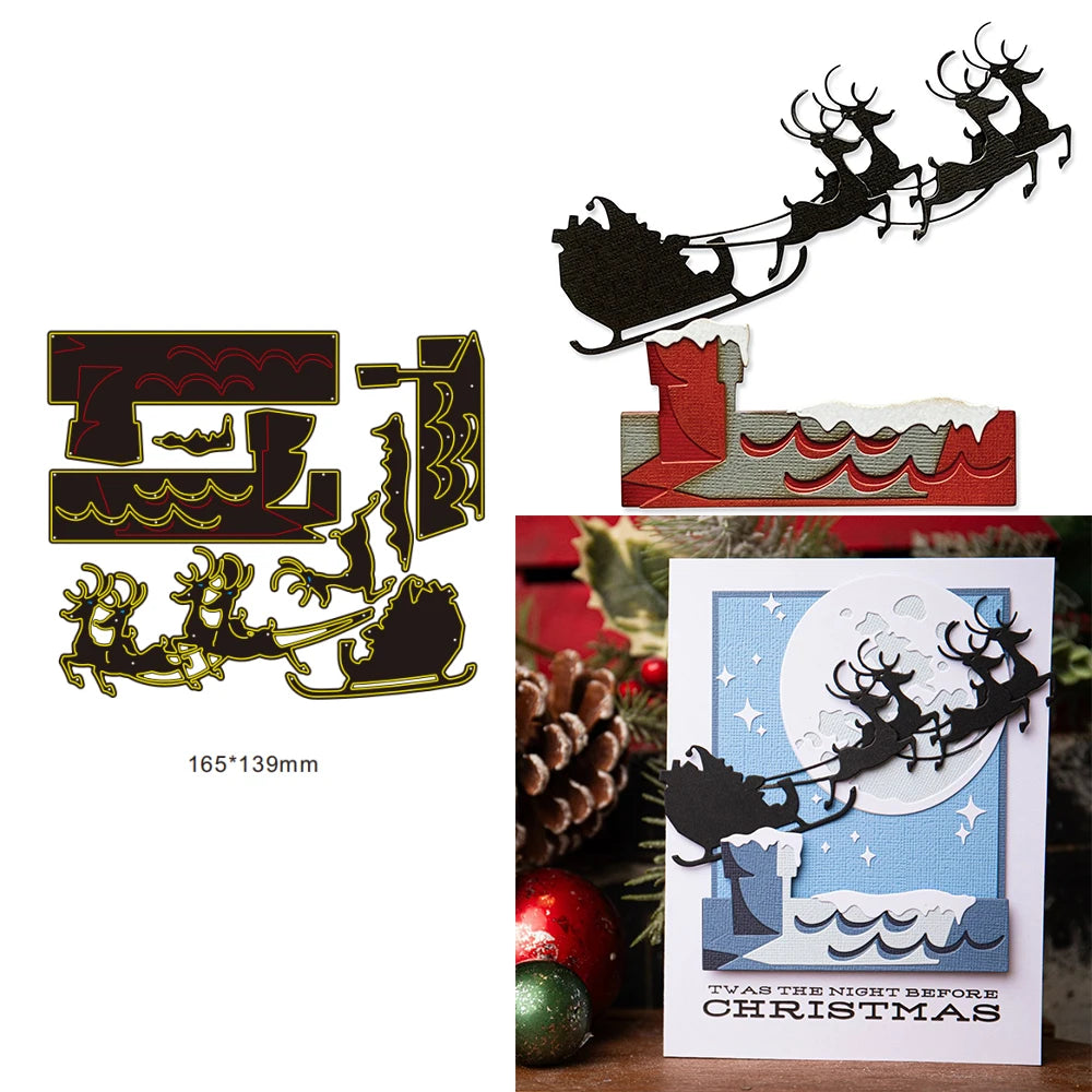 Matrices de découpe en métal, traîneau de renne de Noël