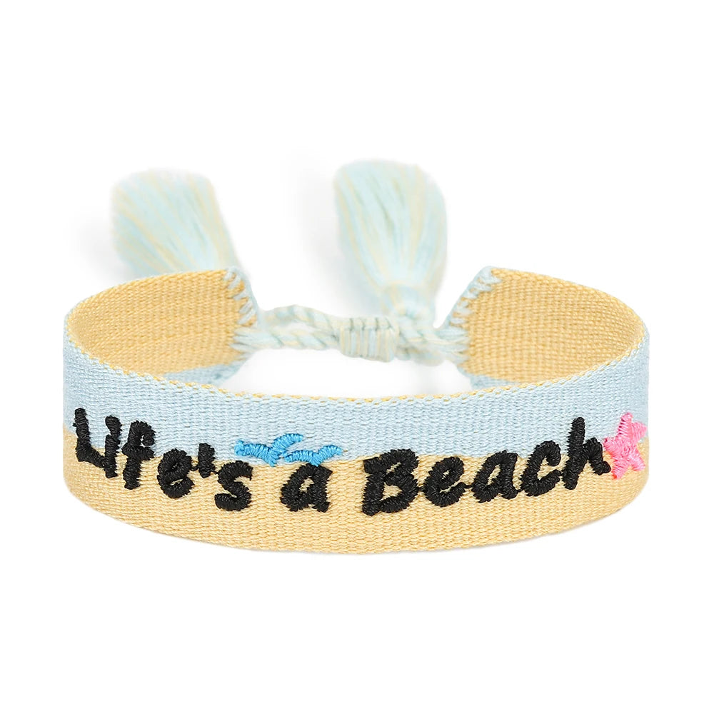 Bracelets d'été tissés avec motif de chia, plage, soleil, sable, PCT