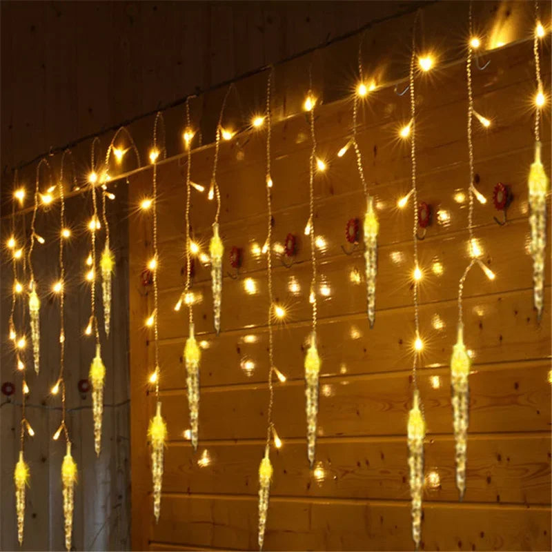 Guirlande de noël LED rideau de glaçons guirlandes lumineuses