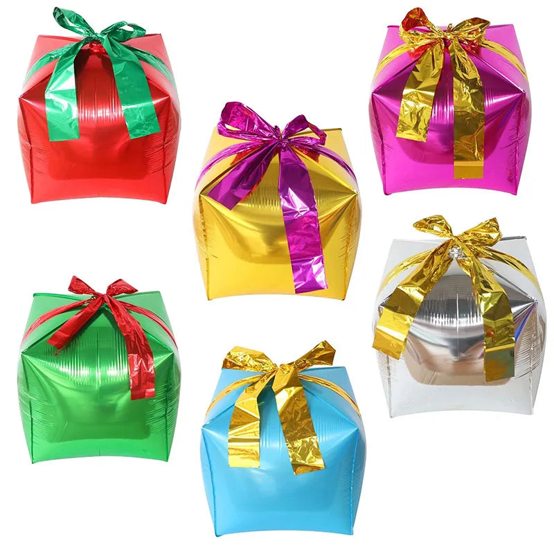 Ballons gonflables en aluminium pour enfants, cube, rouge, vert, bleu, argent, jouets à air, décor de Noël