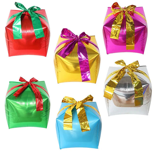 Ballons gonflables en aluminium pour enfants, cube, rouge, vert, bleu, argent, jouets à air, décor de Noël