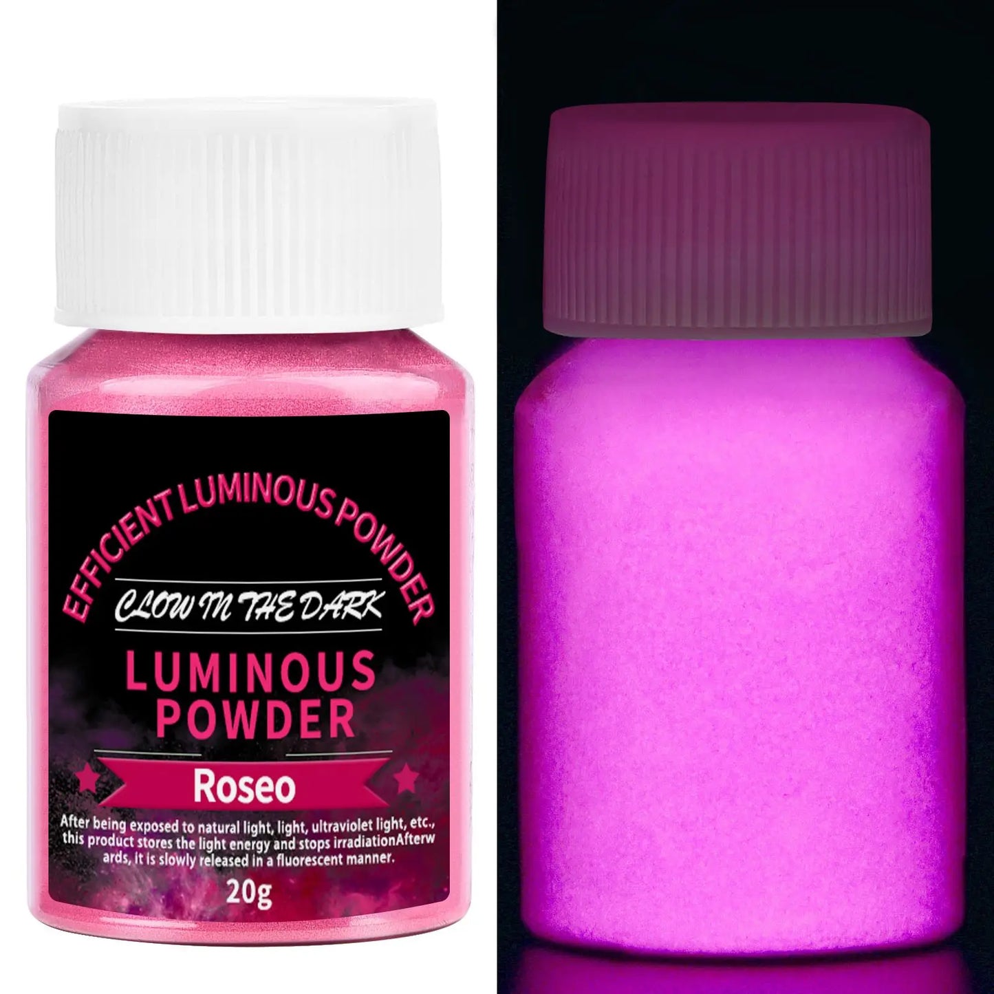 Peinture en poudre lumineuse longue durée, 20g, résine époxy, Pigment qui brille dans la nuit, poudre fluorescente, remplissage pour la fabrication de bijoux à faire soi-même