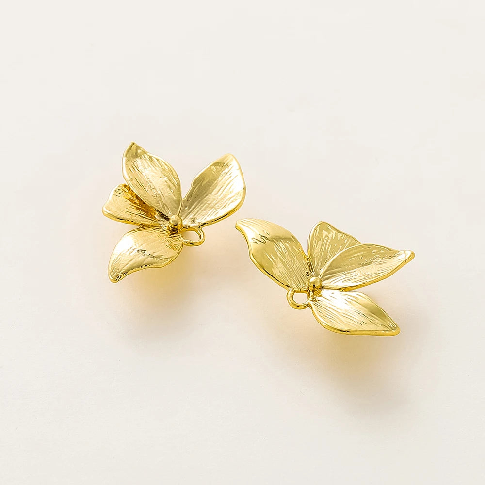 Accessoires de pendentif délicats, couleur or 14K/18K, feuille de laiton plaqué argent, fournitures de fabrication de bijoux, 6 pièces