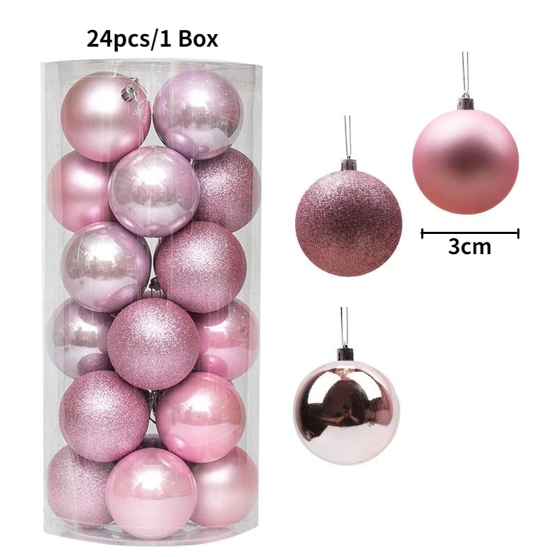 Boule d'arbre de Noël suspendue de 3cm, 24 pièces/boîte