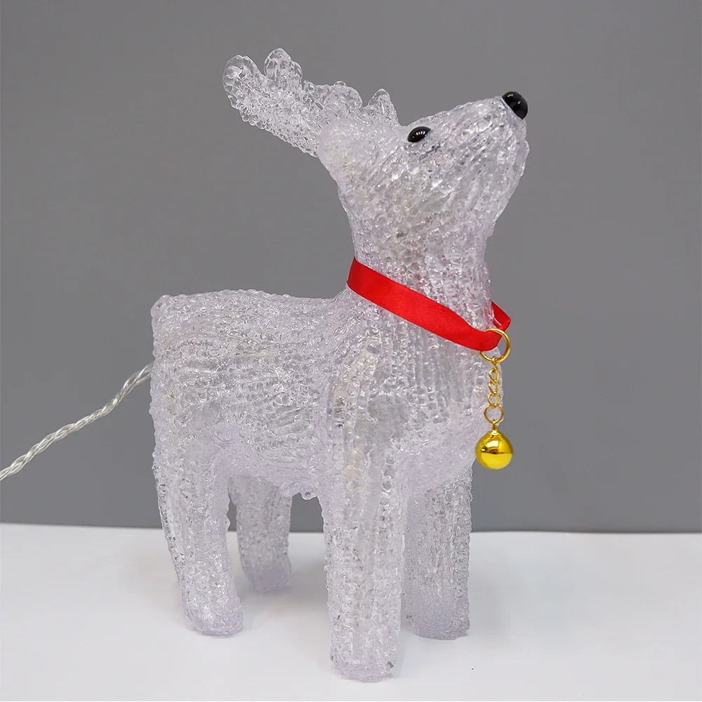 Bonhommes de neige du père noël, élan, ornement lumineux