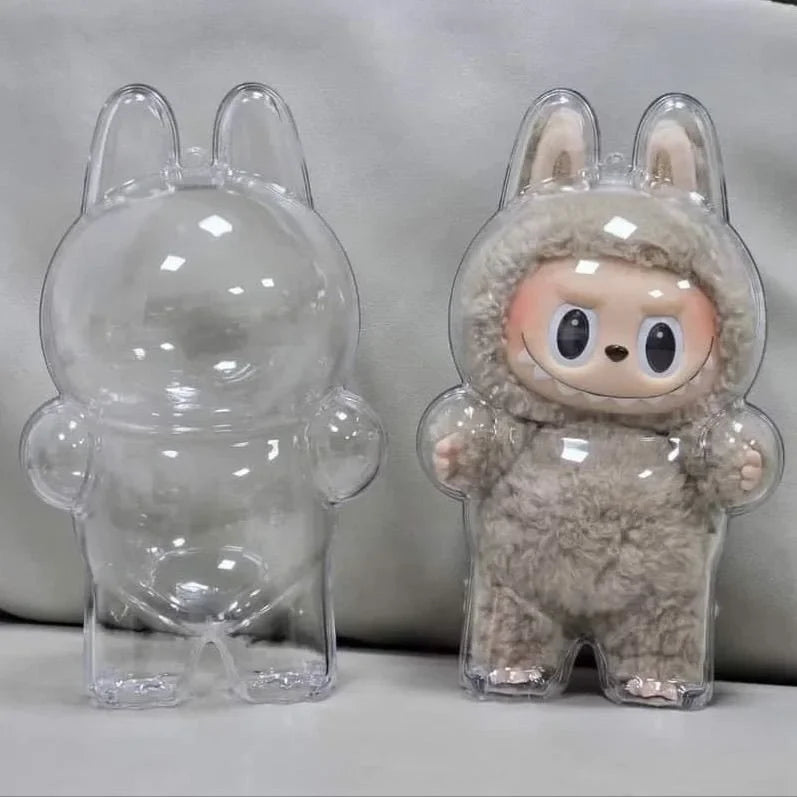 Étui de protection Labubu Portable Transparent, étui de protection la bubu, organisateur en acrylique, sac de poupée Labubu avec porte-clés