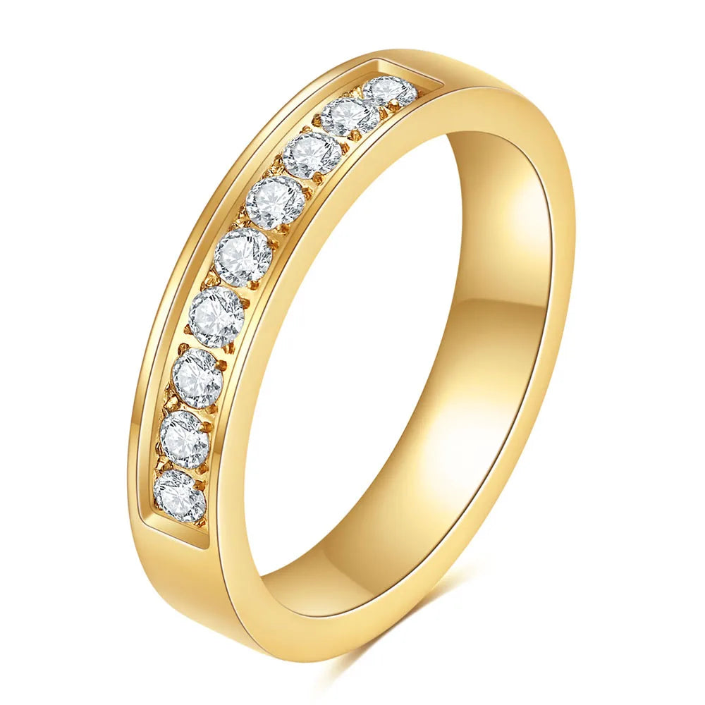 Petites bagues de fiançailles en acier inoxydable pour femmes, serties de canal en Zircon CZ