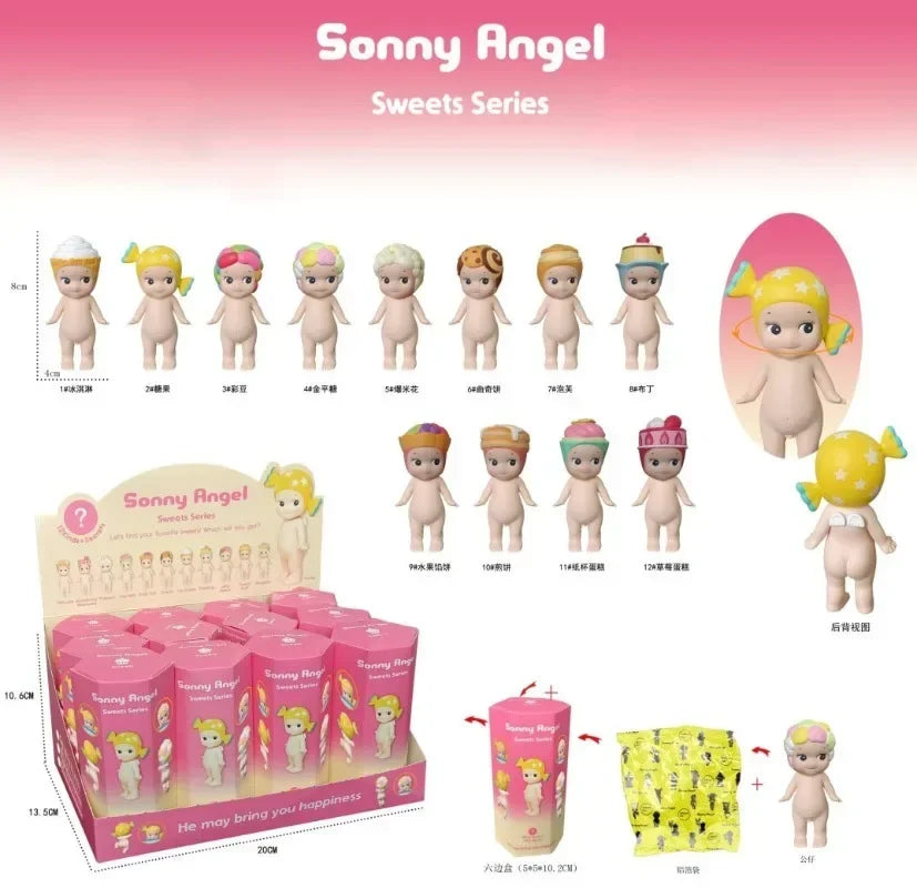 Figurine Sunny Angel de la série Party Angel Candy, présentée en boîte mystère captivante. Produite par MINISO