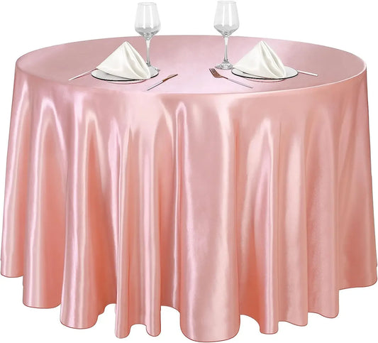 Nappe ronde en satin, couverture de table en soie brillante or rose
