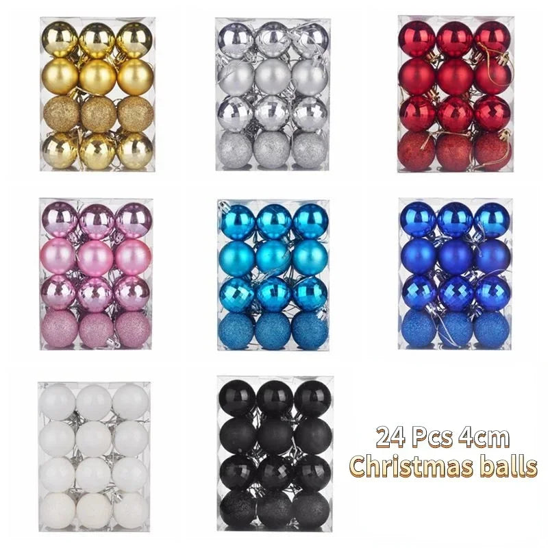 Boules de Noël pour arbre de Noël, 24 pièces, 4cm